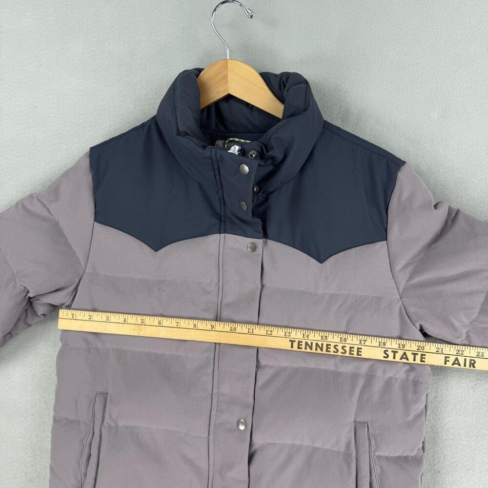 Patagonia Bivy Jacket Womens Large Purple Down Puffer Snap Front Western Yoke - Picture 5 of 14